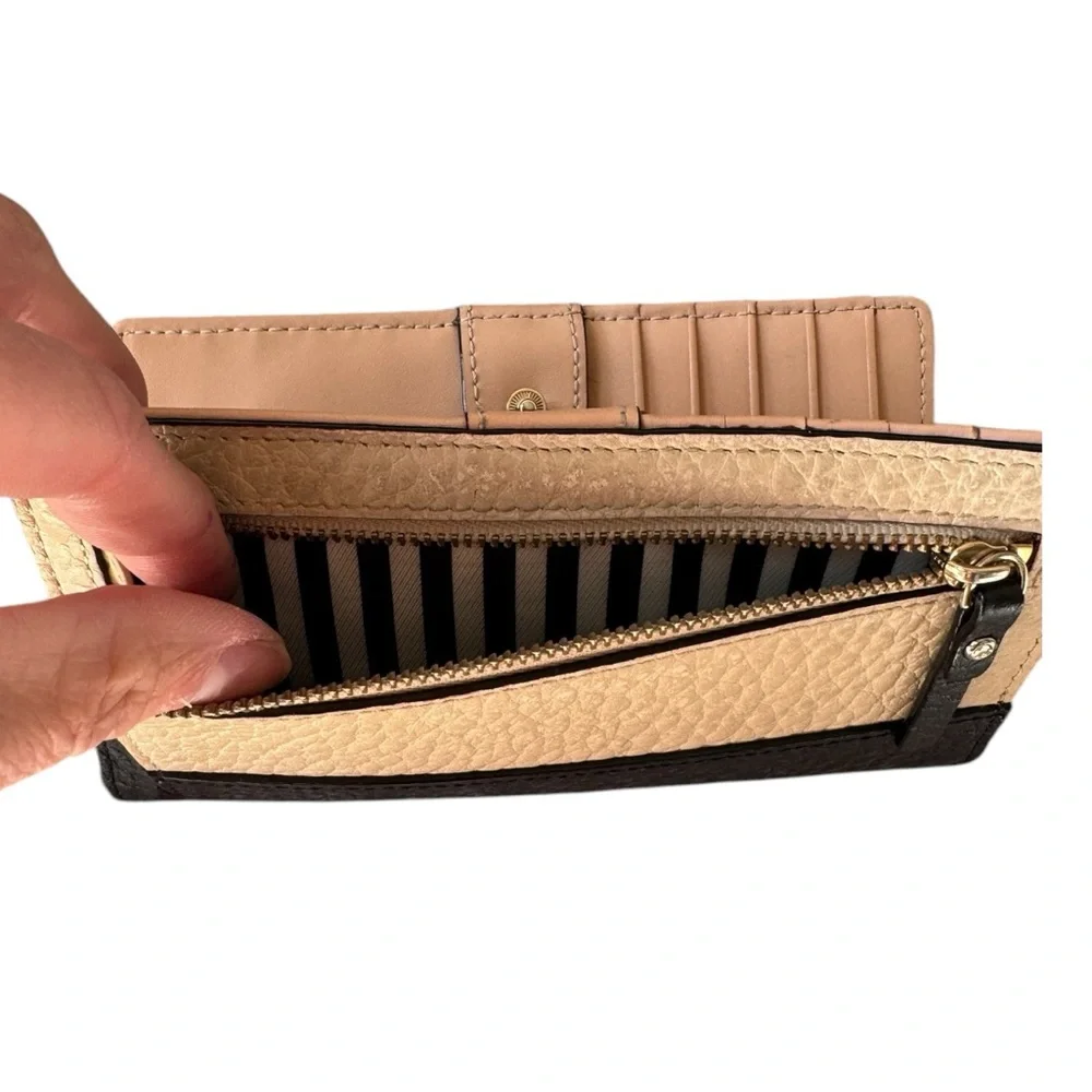 Kate Spade Color Block Slim Wallet Leather Black Cream